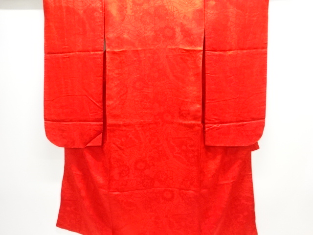 JAPANESE KIMONO / ANTIQUE JUBAN / SILK / RINZU / WOVEN FLORAL PLANTS